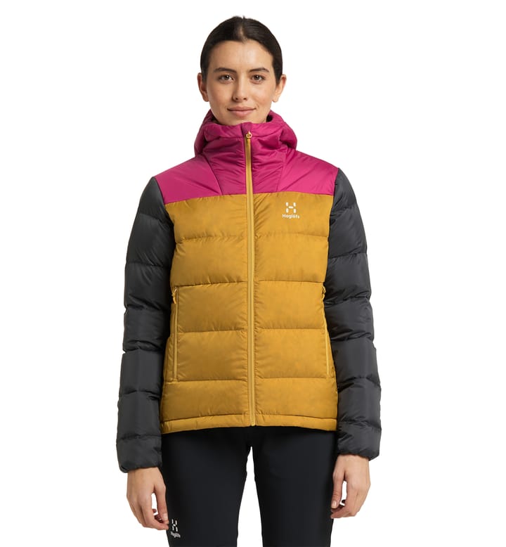 Bield Down Hood Women Autumn Leaves/Deep Pink