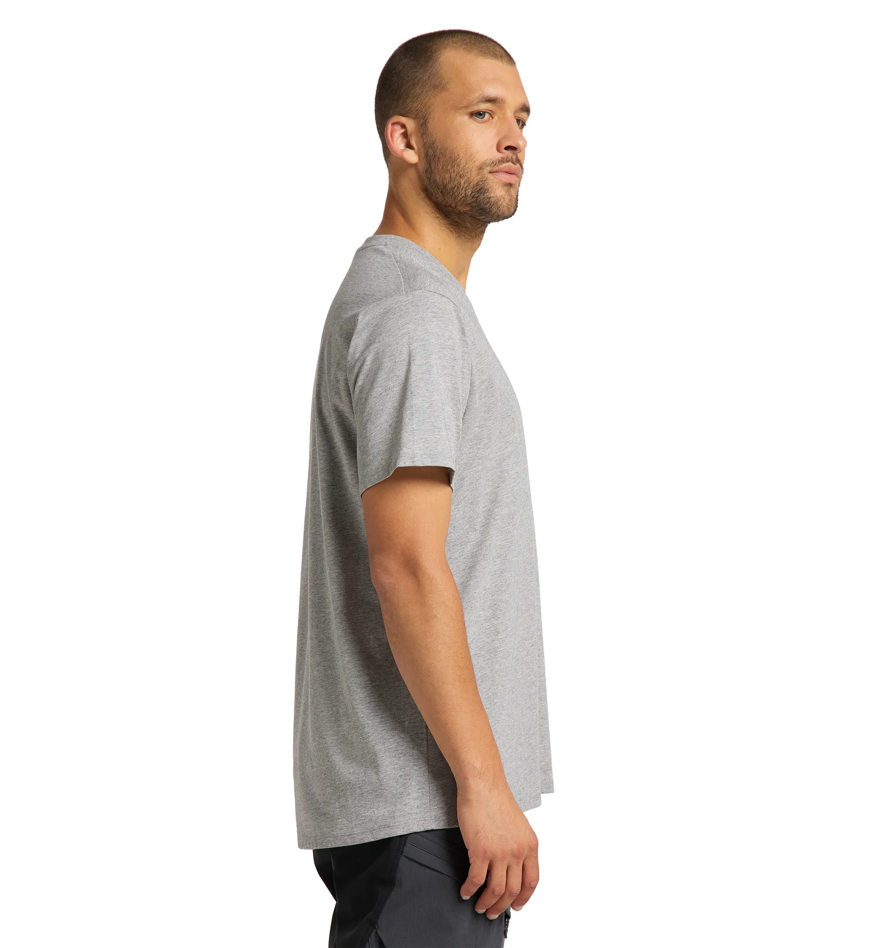 Camp Tee Men Grey Melange Solid