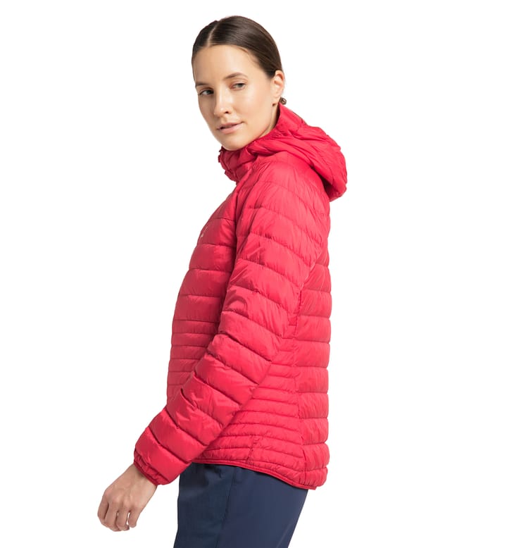 Micro Nordic Down   Hood Women Scarlet Red