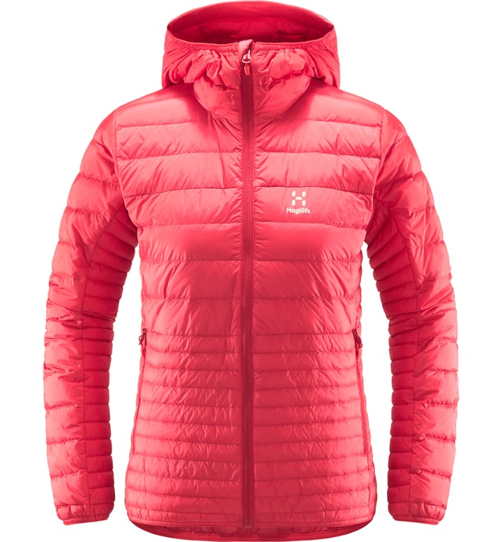 Micro Nordic Down   Hood Women Scarlet Red