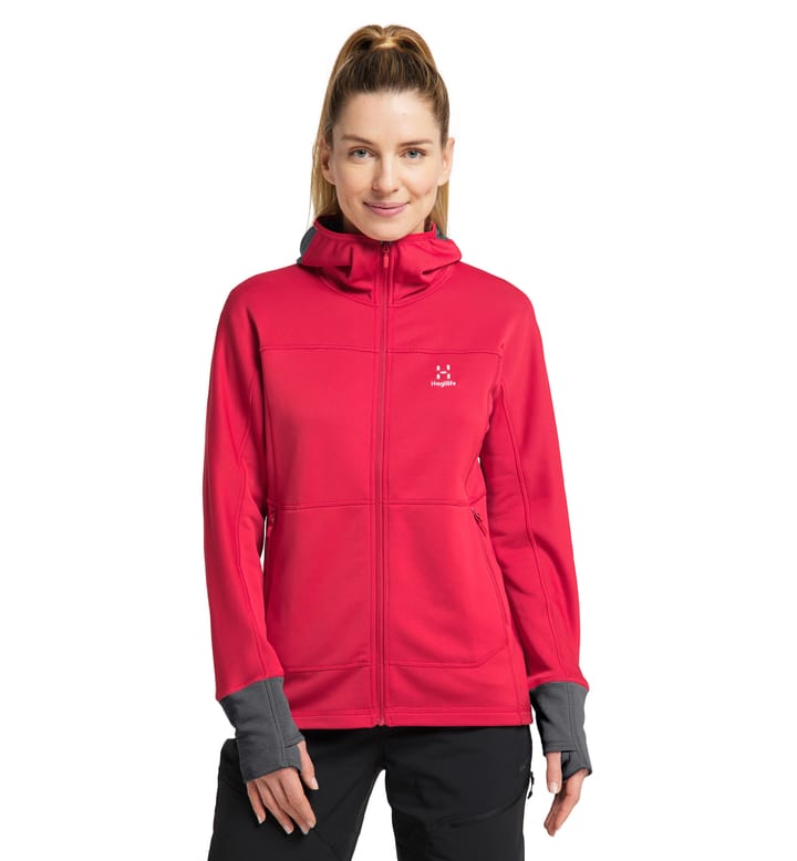 Betula Hood Women Scarlet Red/Magnetite