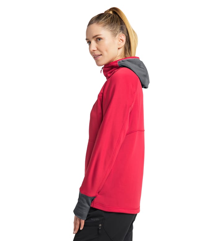 Betula Hood Women Scarlet Red/Magnetite