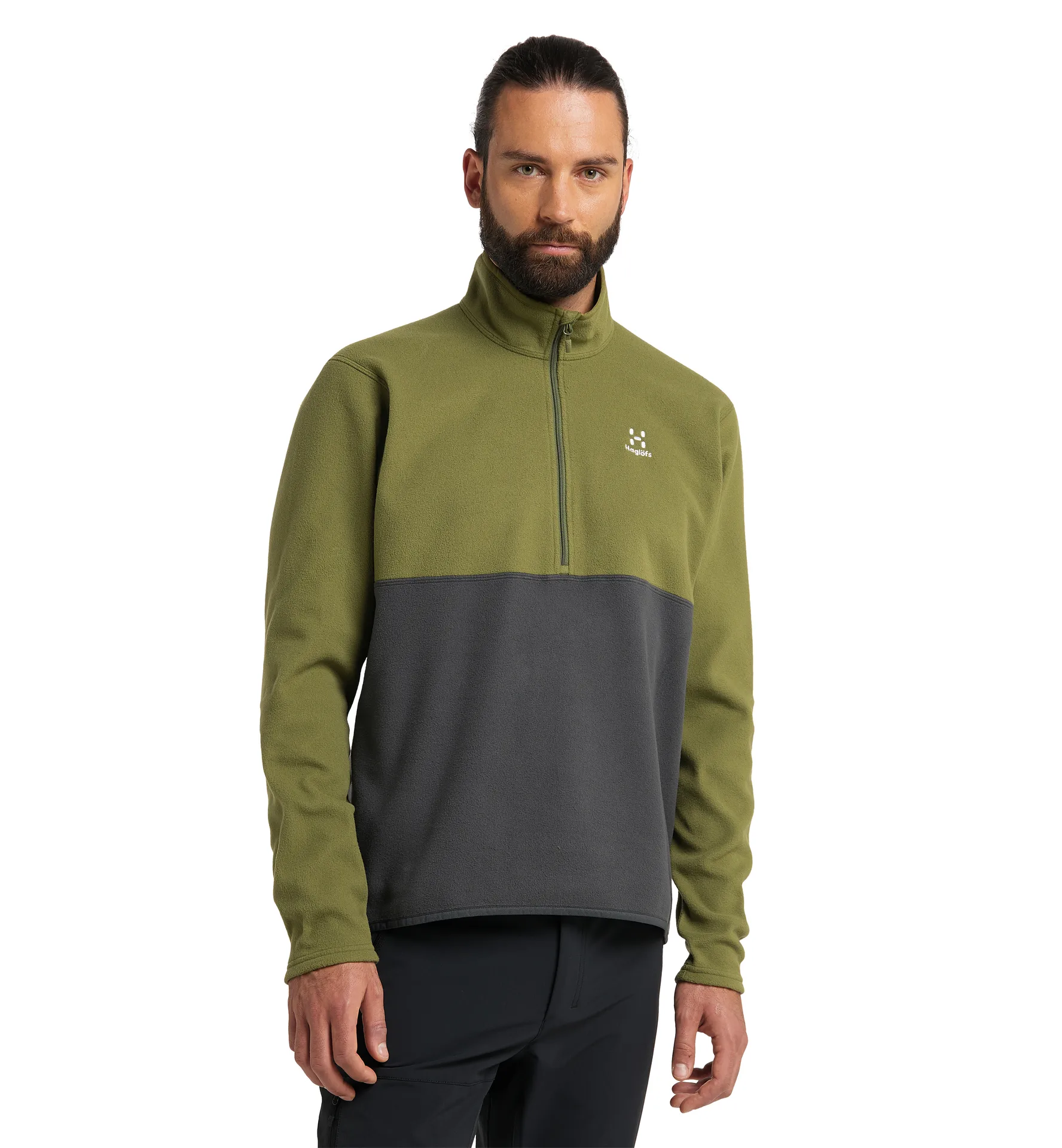 Pollux 1/2 zip Men Magnetite/Olive Green