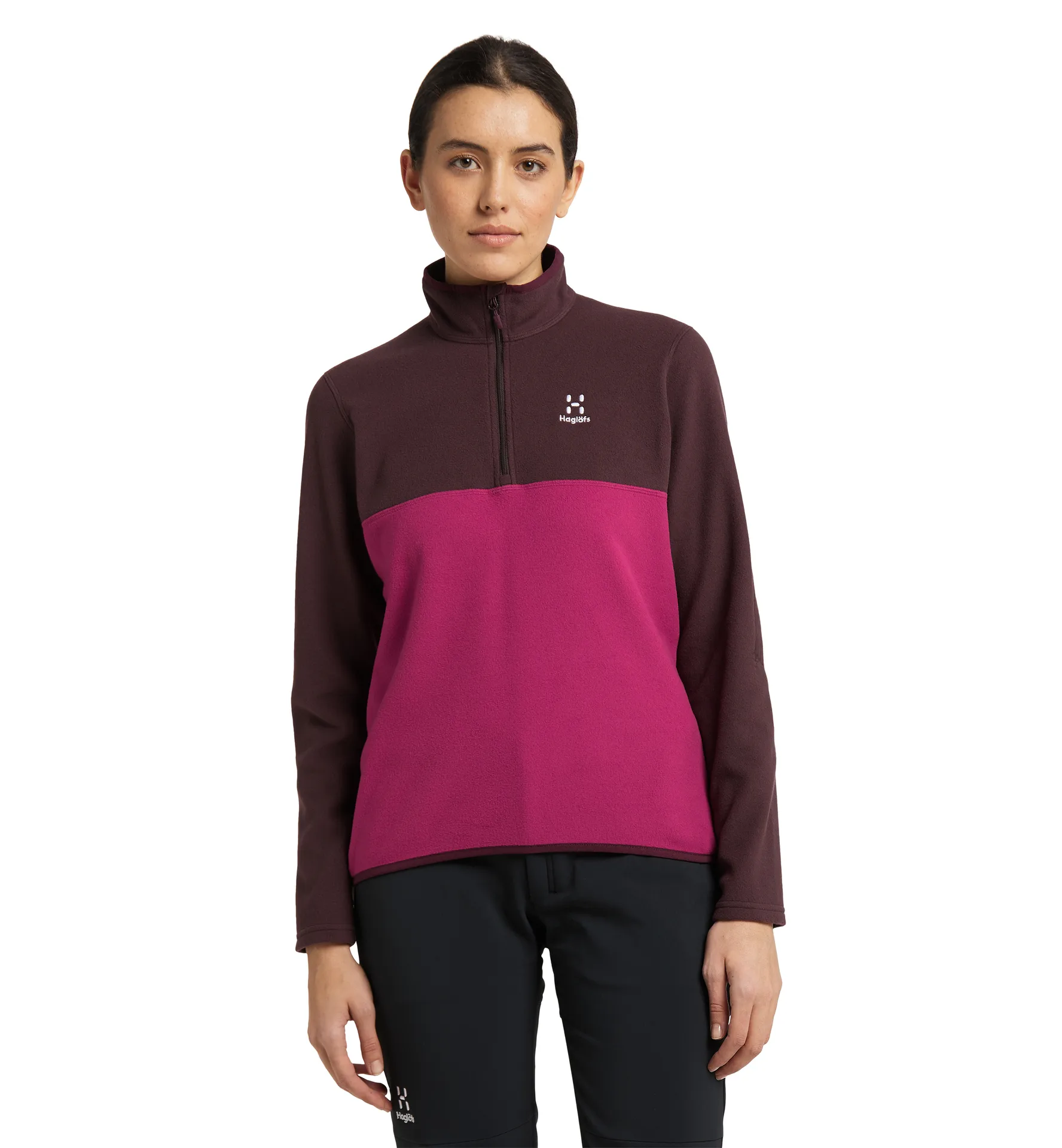 Pollux 1/2 zip Women Deep Pink/Burgundy Brown