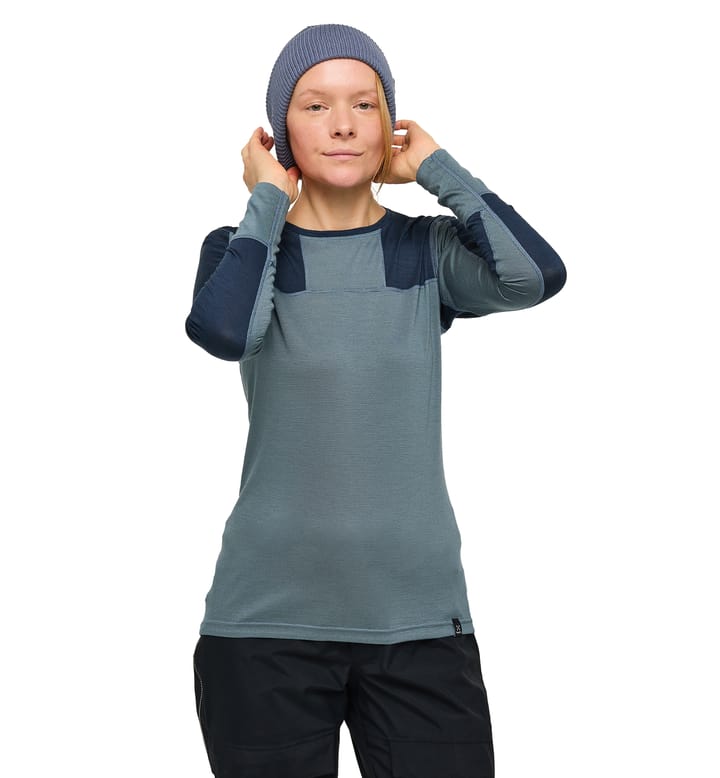 Natural Blend Tech Crew Neck Women Steel Blue/Tarn Blue