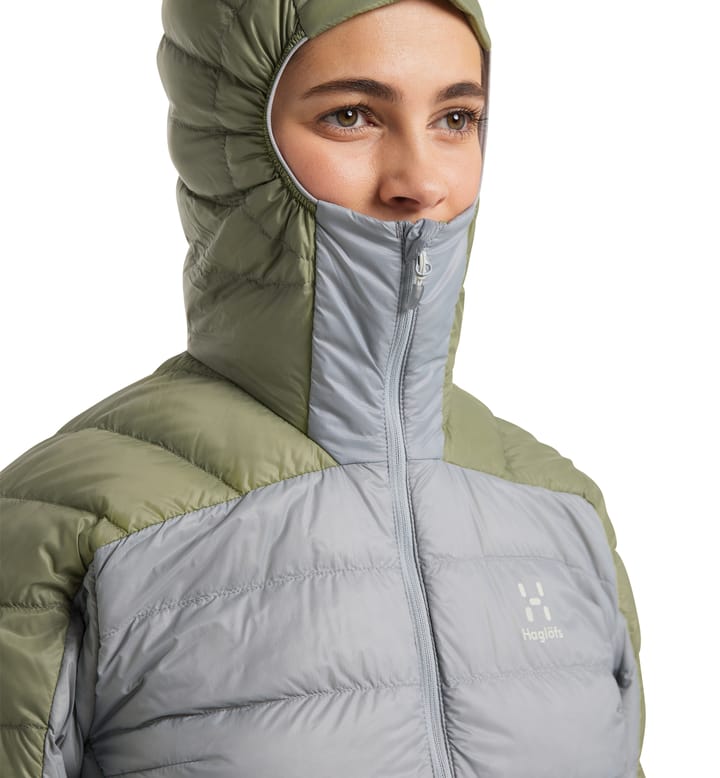 L.I.M Down Hood Women Concrete/Thyme Green