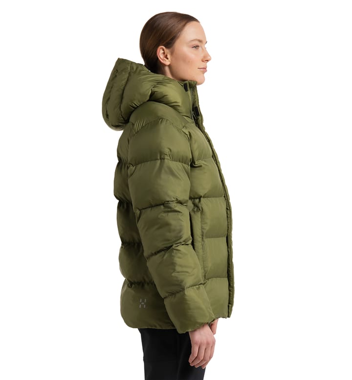 Puffy Mimic Hood Women Olive Green