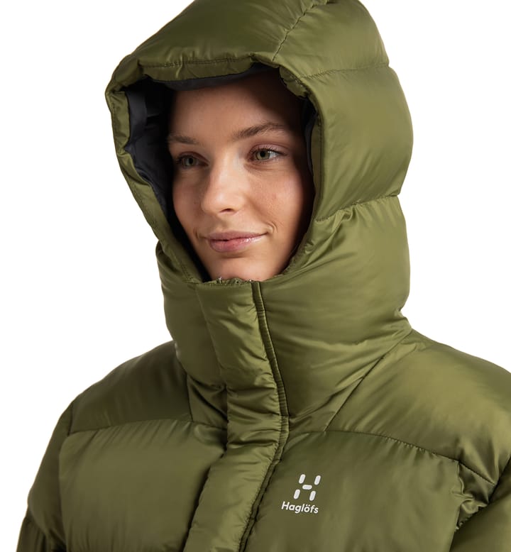 Puffy Mimic Hood Women Olive Green