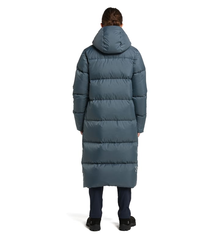 Long Down Parka Women Steel Blue