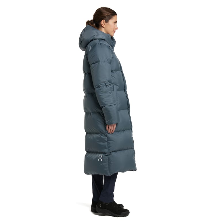 Long Down Parka Women Steel Blue