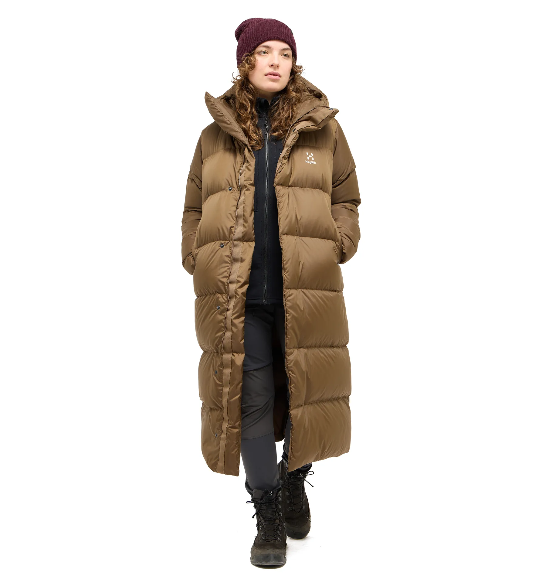 Long Down Parka Women Teak Brown