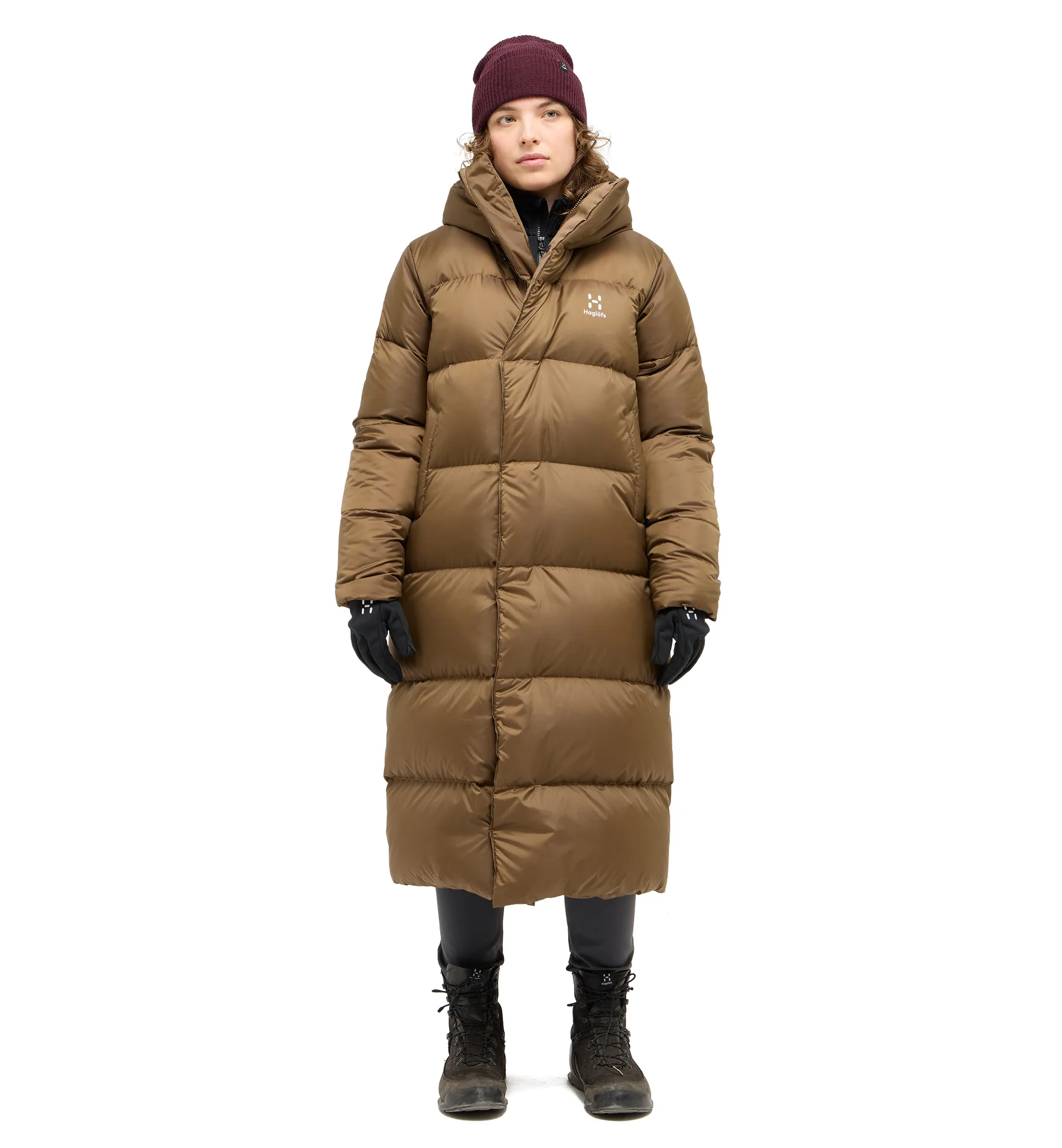 Long Down Parka Women Teak Brown