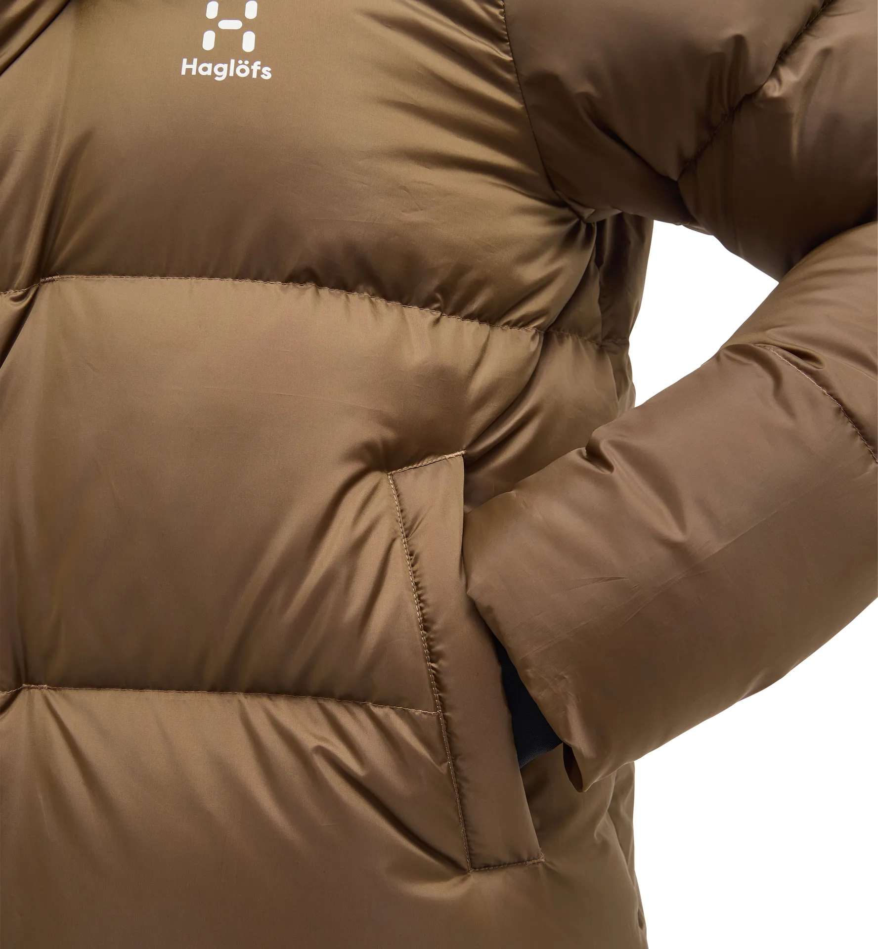 Long Down Parka Women Teak Brown