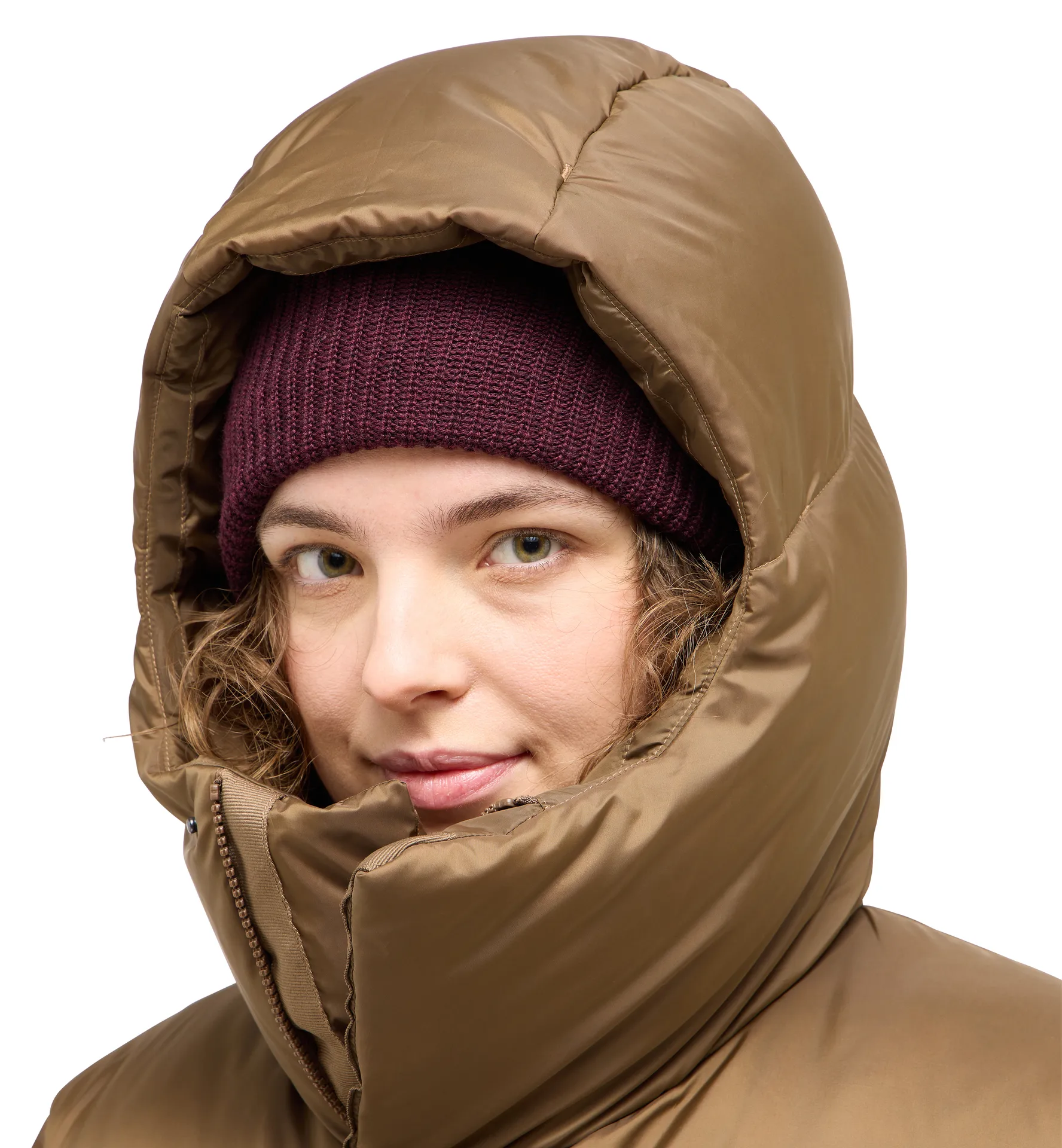 Long Down Parka Women Teak Brown