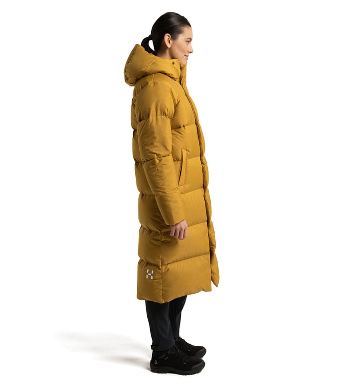 Long Down Parka Women Autumn Leaves