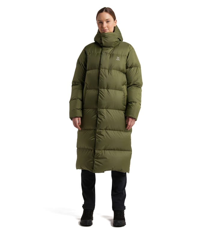 Long Down Parka Women Olive Green