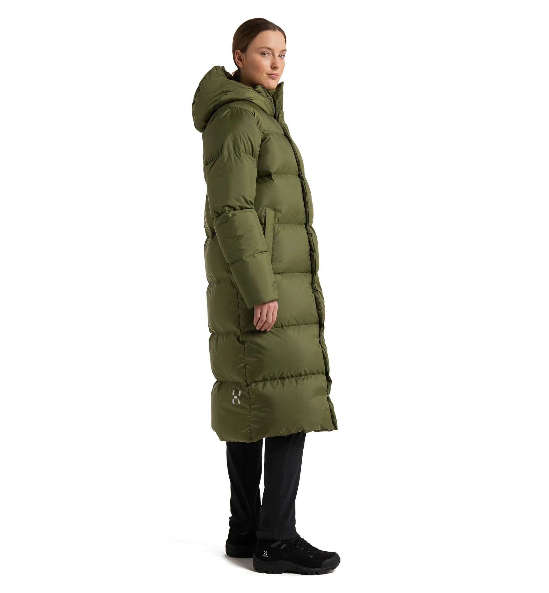 Long Down Parka Women Olive Green
