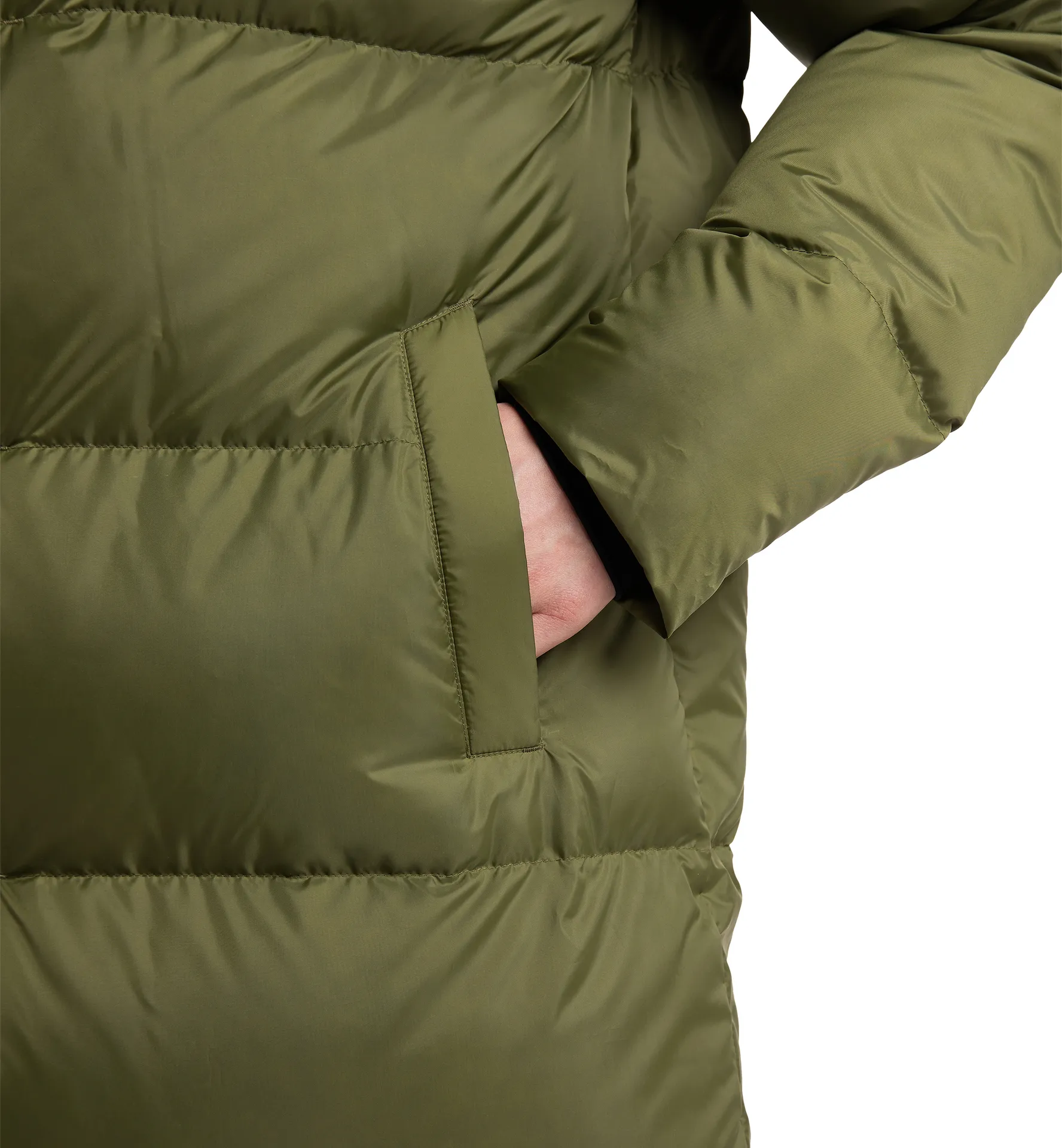 Long Down Parka Women Olive Green