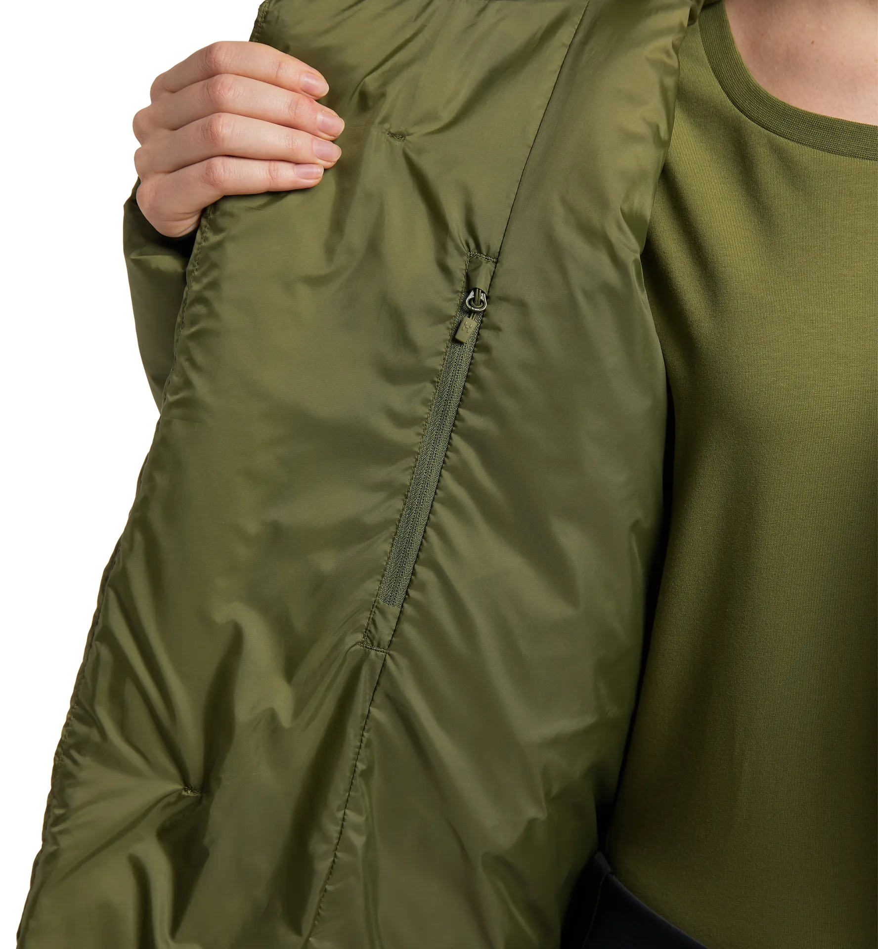 Long Down Parka Women Olive Green