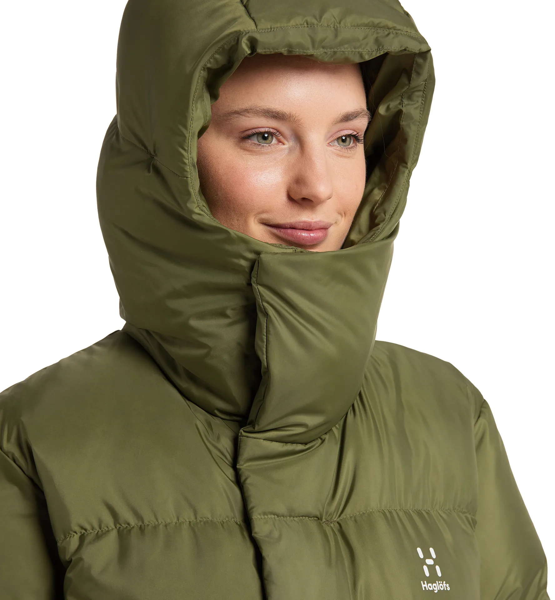 Long Down Parka Women Olive Green