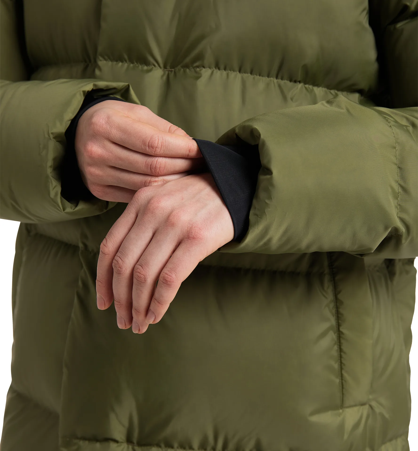 Long Down Parka Women Olive Green