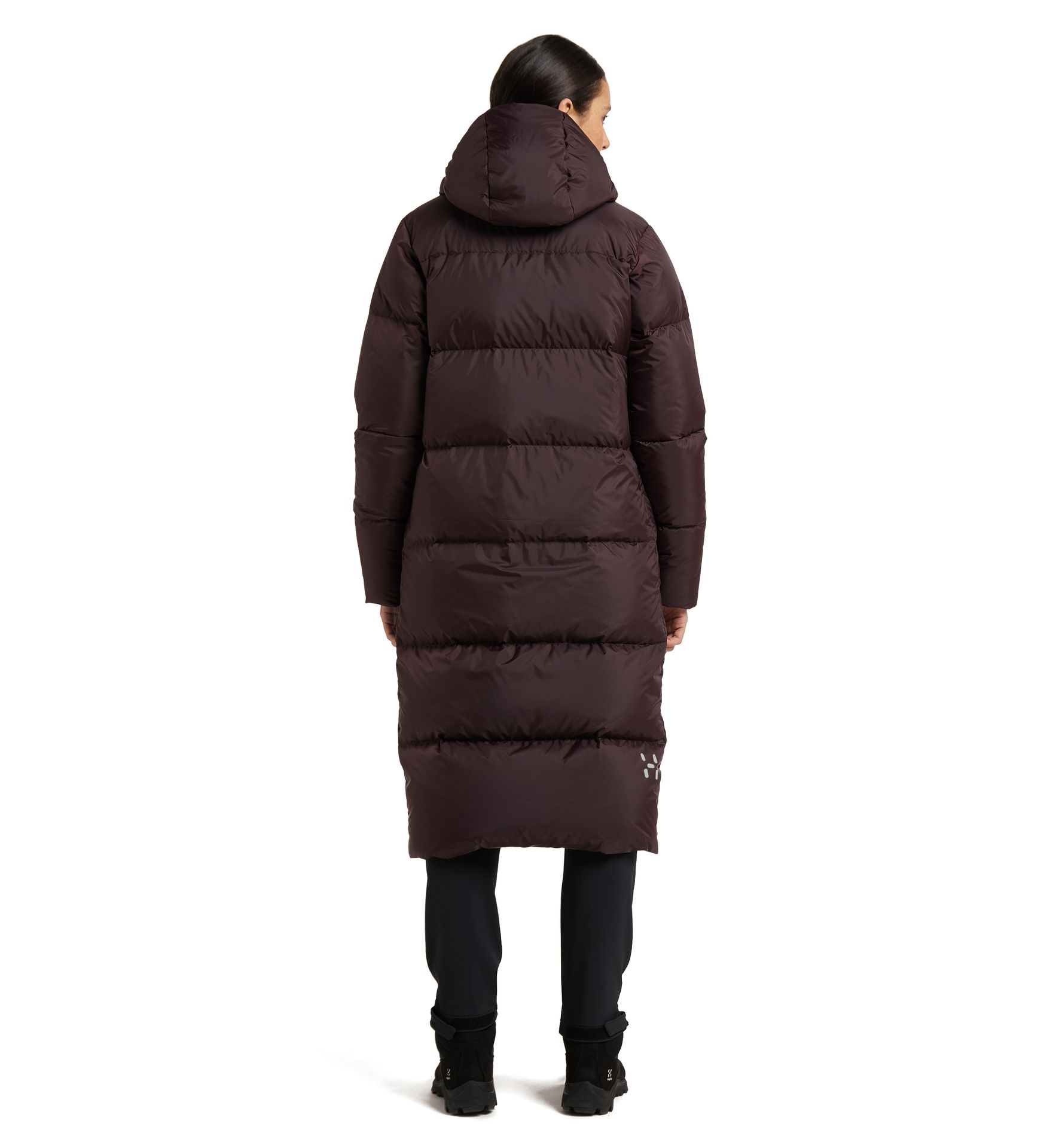 Long Down Parka Women Burgundy Brown