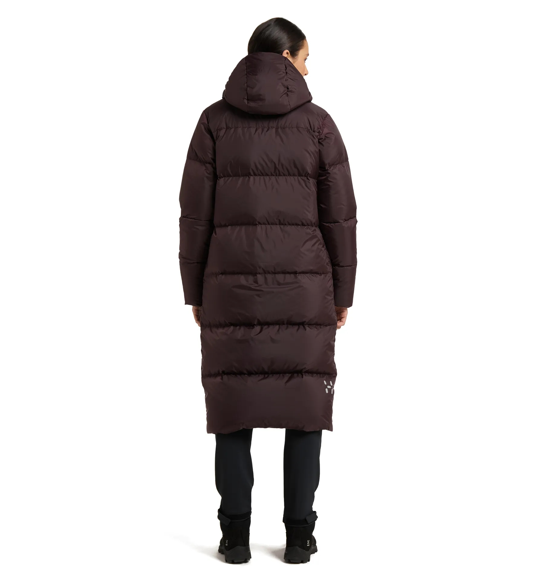 Long Down Parka Women Burgundy Brown