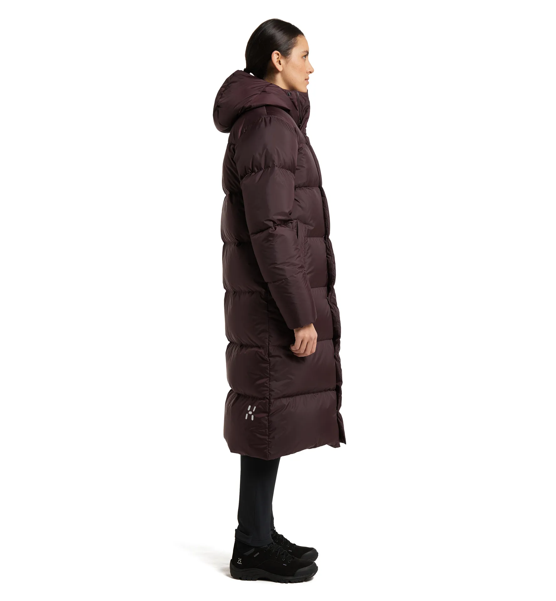 Long Down Parka Women Burgundy Brown