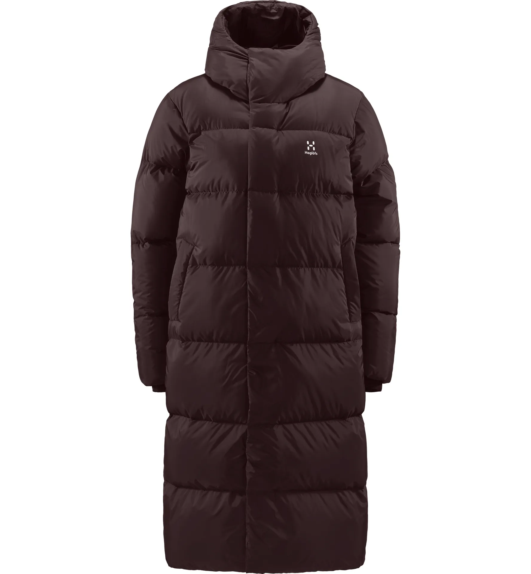 Long Down Parka Women Burgundy Brown