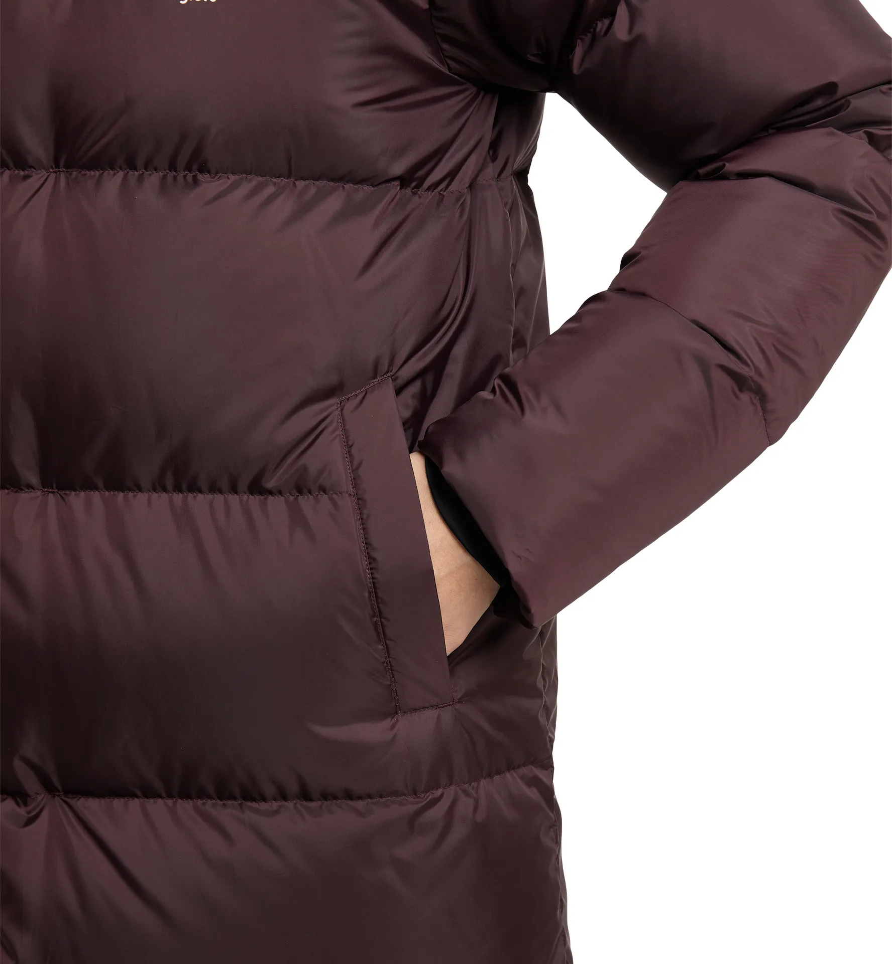 Long Down Parka Women Burgundy Brown