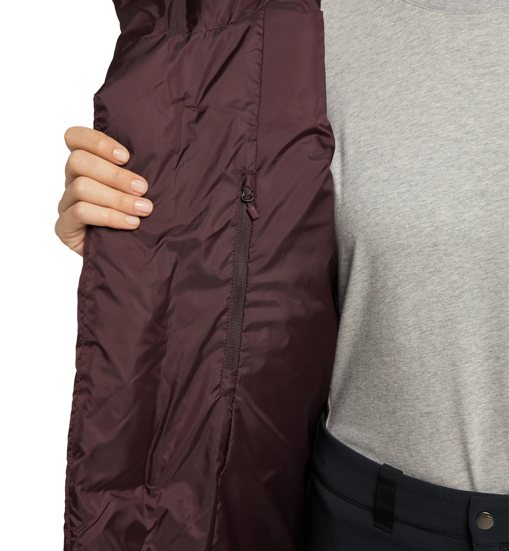 Long Down Parka Women Burgundy Brown