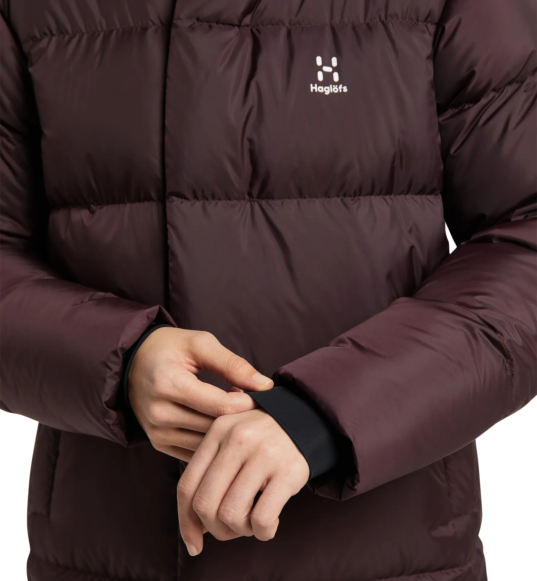 Long Down Parka Women Burgundy Brown