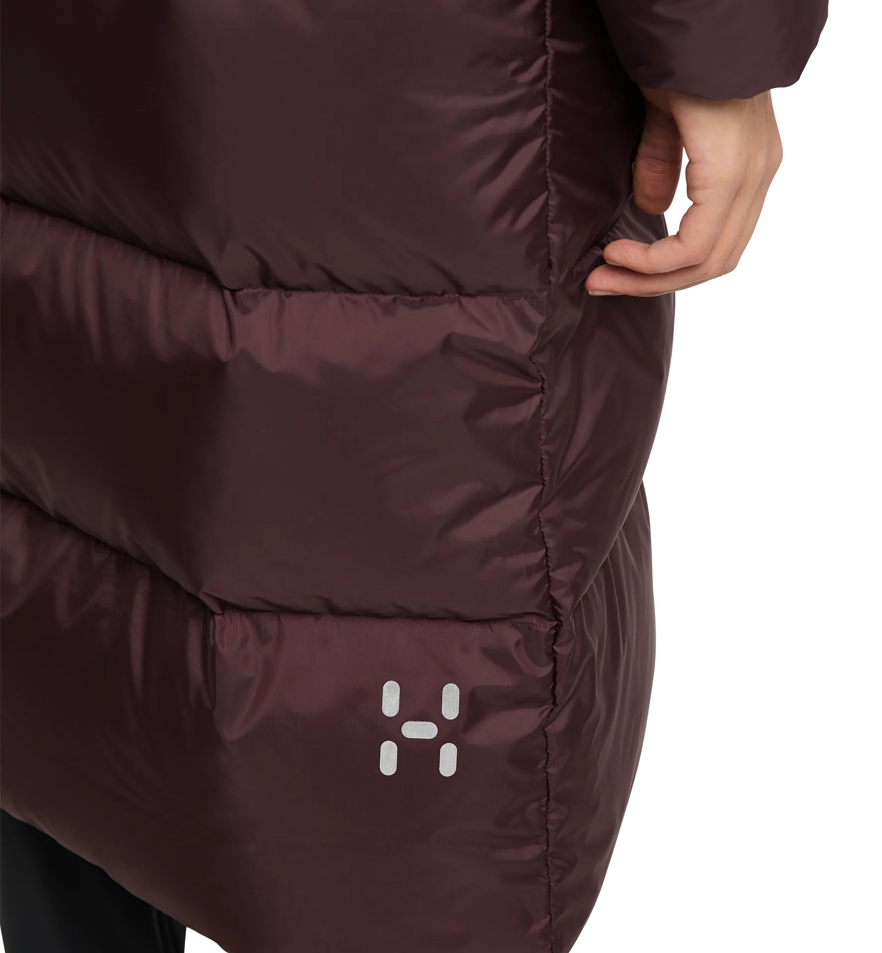 Long Down Parka Women Burgundy Brown