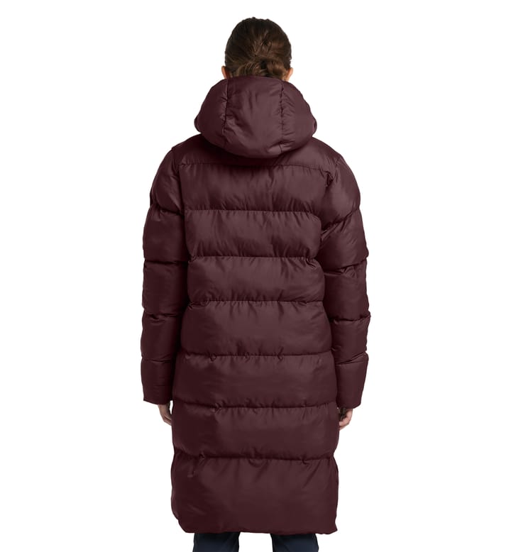 Long Mimic Parka Women Burgundy Brown