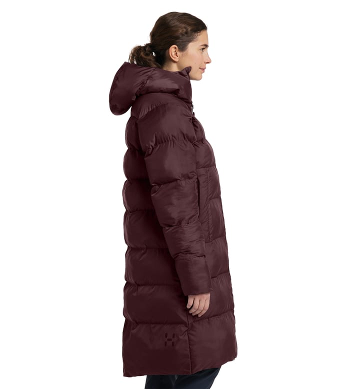 Long Mimic Parka Women Burgundy Brown