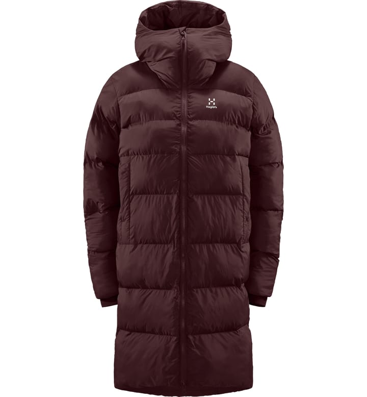 Long Mimic Parka Women Burgundy Brown
