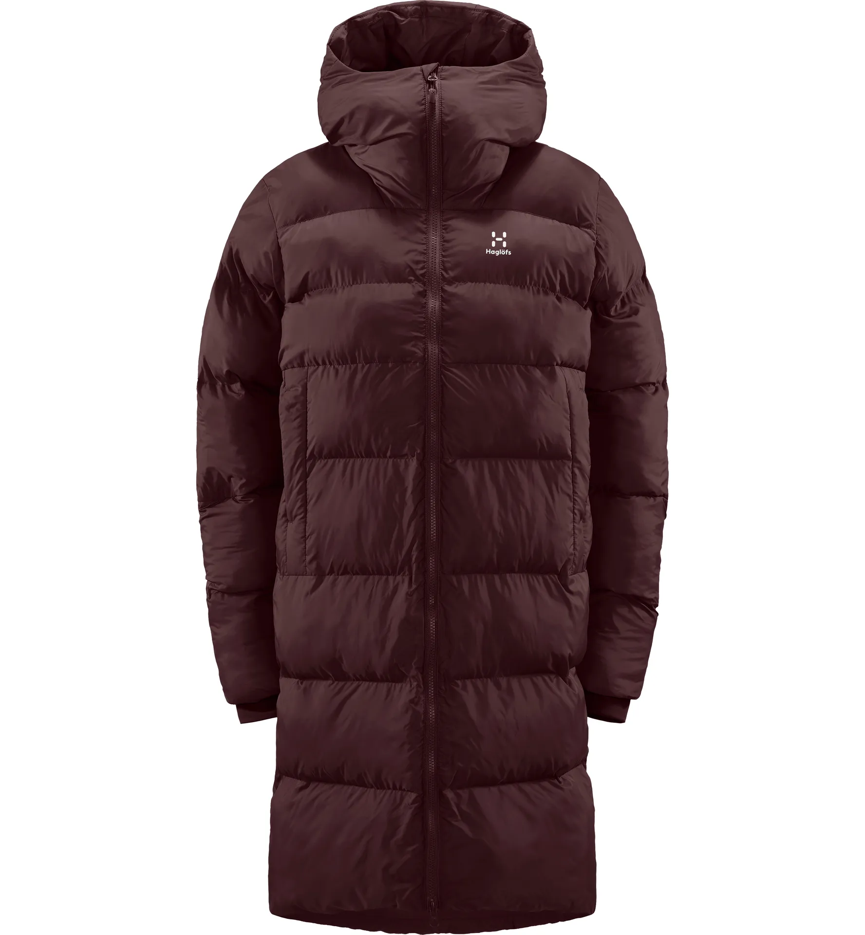 Long Mimic Parka Women Burgundy Brown