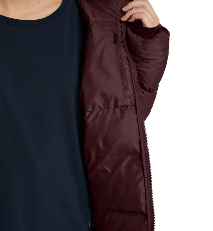 Long Mimic Parka Women Burgundy Brown