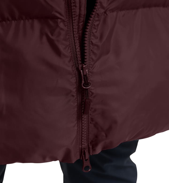 Long Mimic Parka Women Burgundy Brown