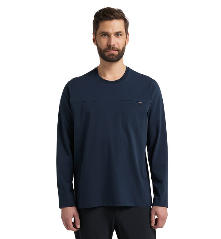 Curious Long Sleeve Tee Men Tarn Blue