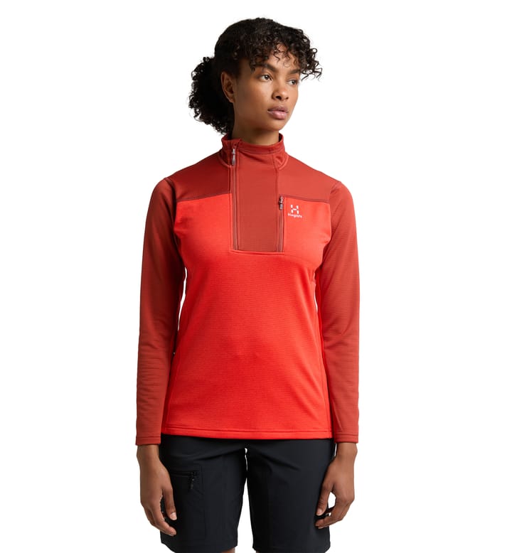 ROC Flash Mid Halfzip Women Corrosion/Poppy red