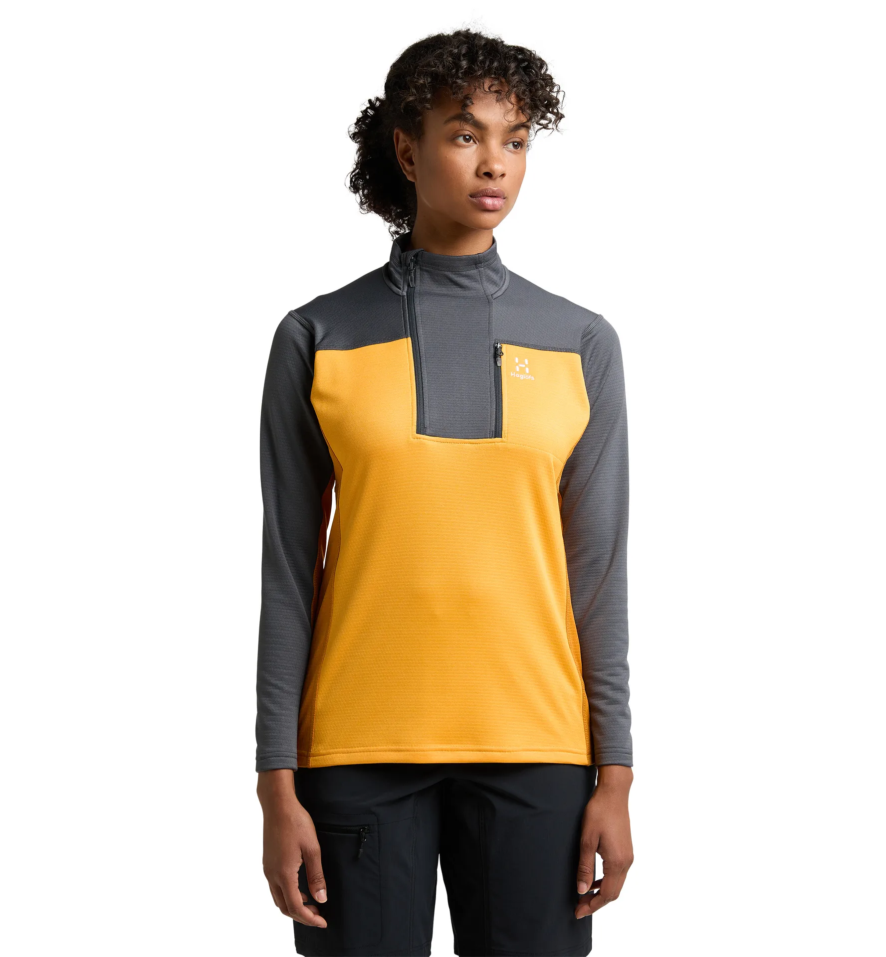 ROC Flash Mid Halfzip Women Magnetite/Sunny yellow
