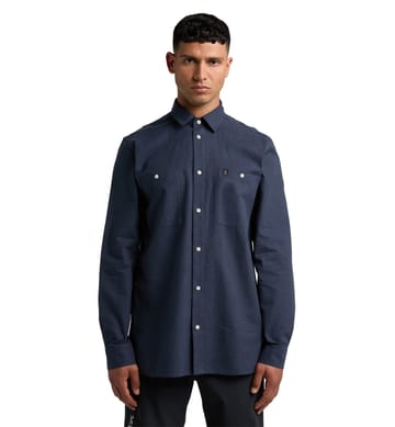 Curious Hemp Shirt Men Tarn Blue