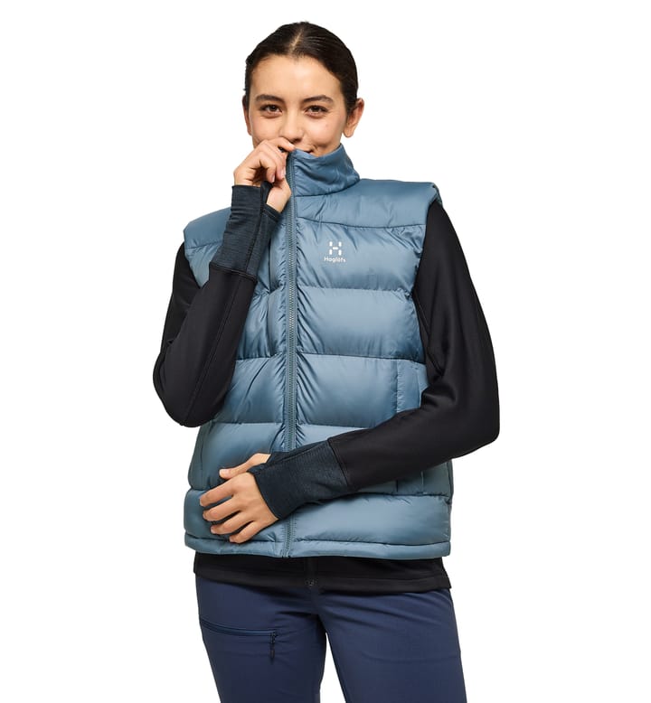 Puffy Mimic Vest Women Steel Blue