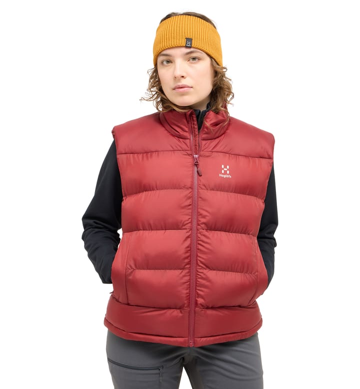 Puffy Mimic Vest Women Carmine Red Puffy Mimic Vest Women Carmine Red