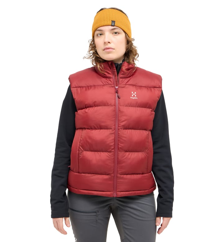 Puffy Mimic Vest Women Carmine Red Puffy Mimic Vest Women Carmine Red