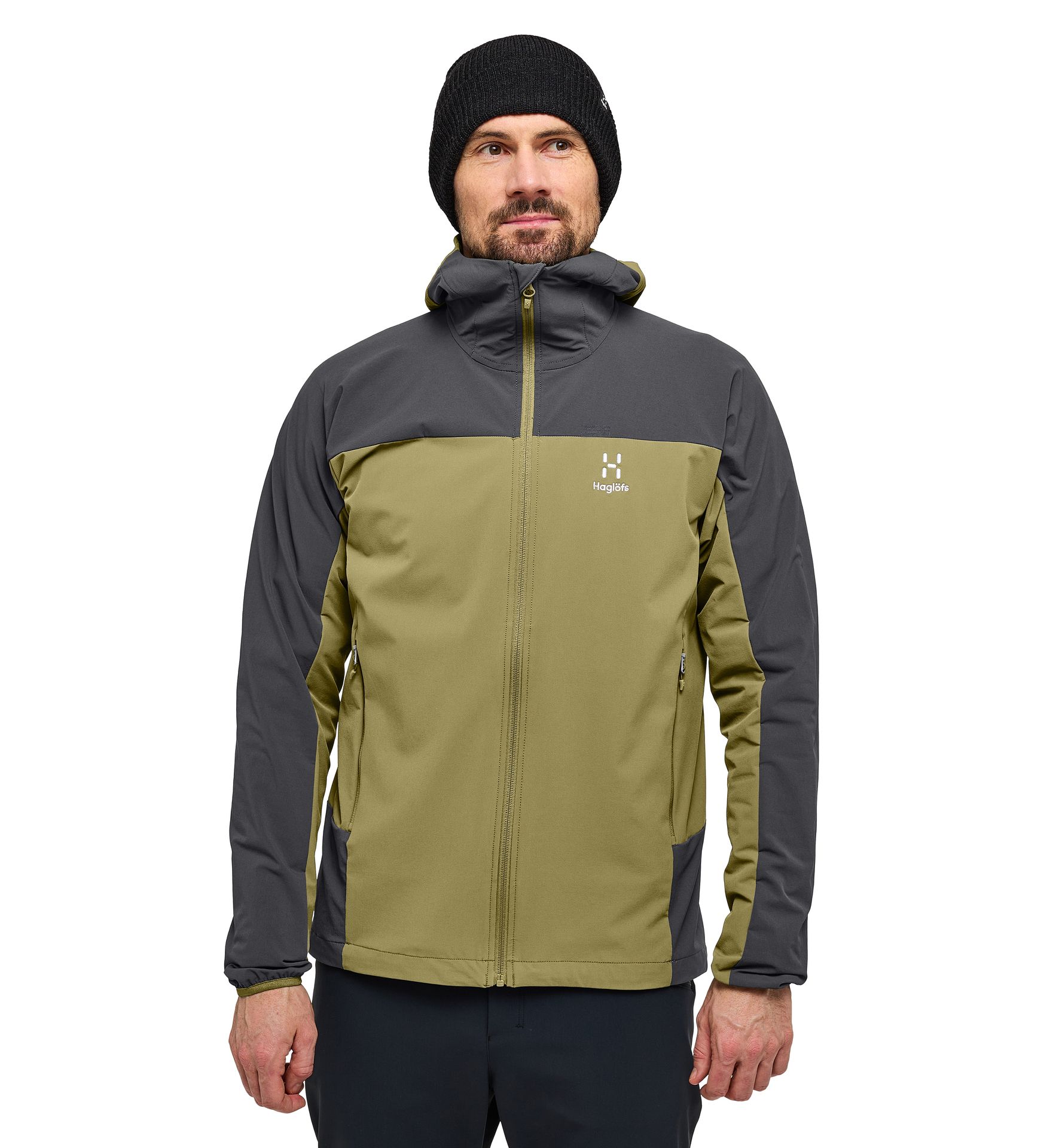 Morän Softshell Hood Men Olive Green/Magnetite