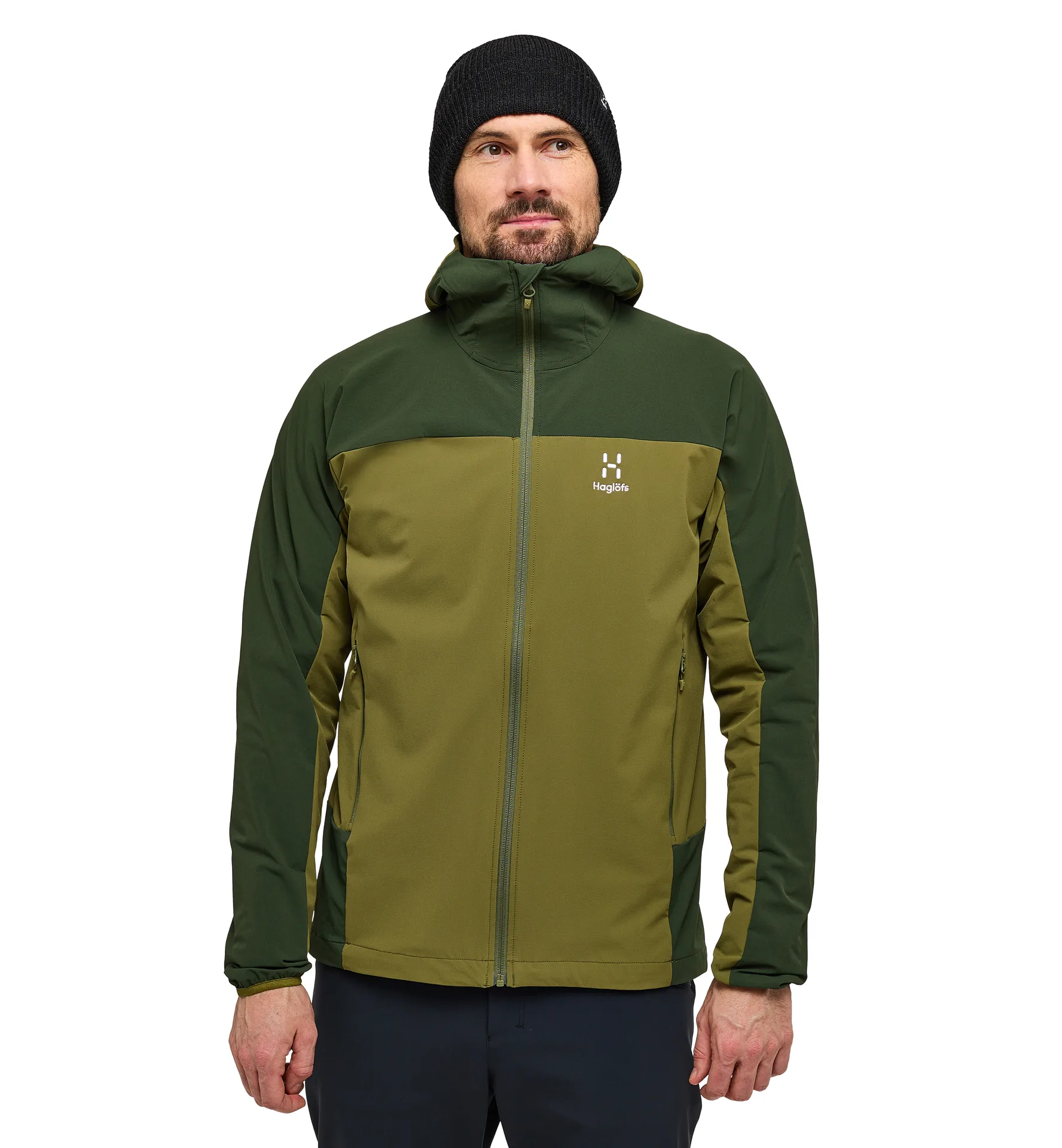 Morän Softshell Hood Men Olive Green/Seaweed Green