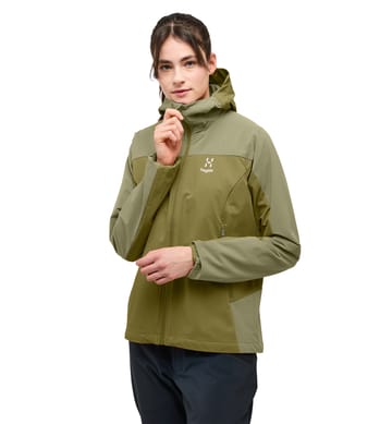 Morän Softshell Hood Women Olive Green/Thyme Green
