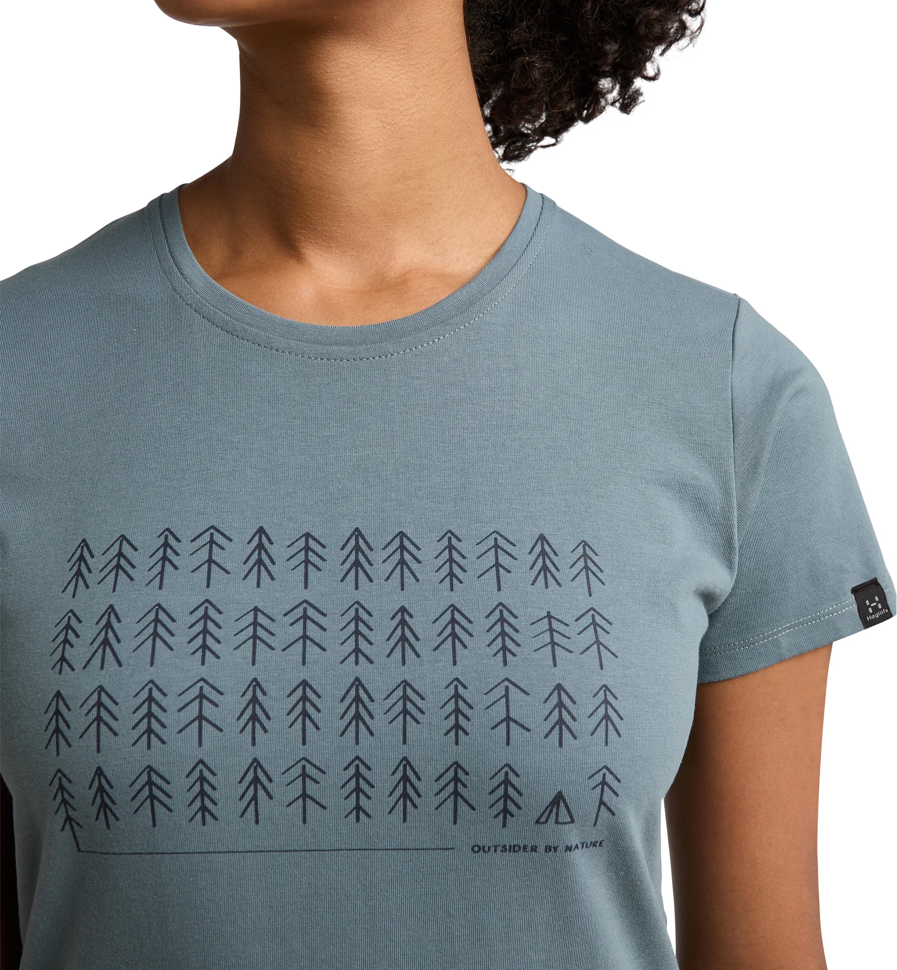 Outsider By Nature Print Tee Women Steel Blue